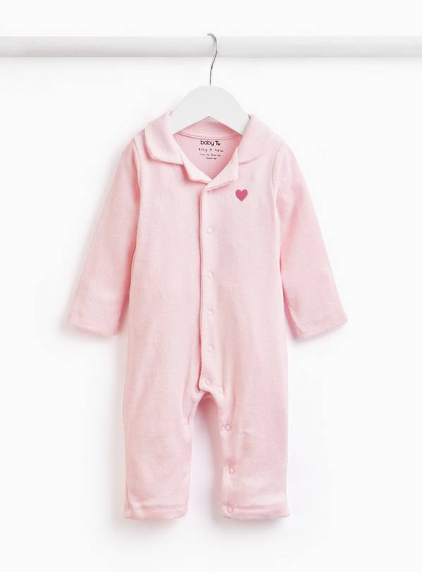 Pink Heart Towelling Romper 6-9 months