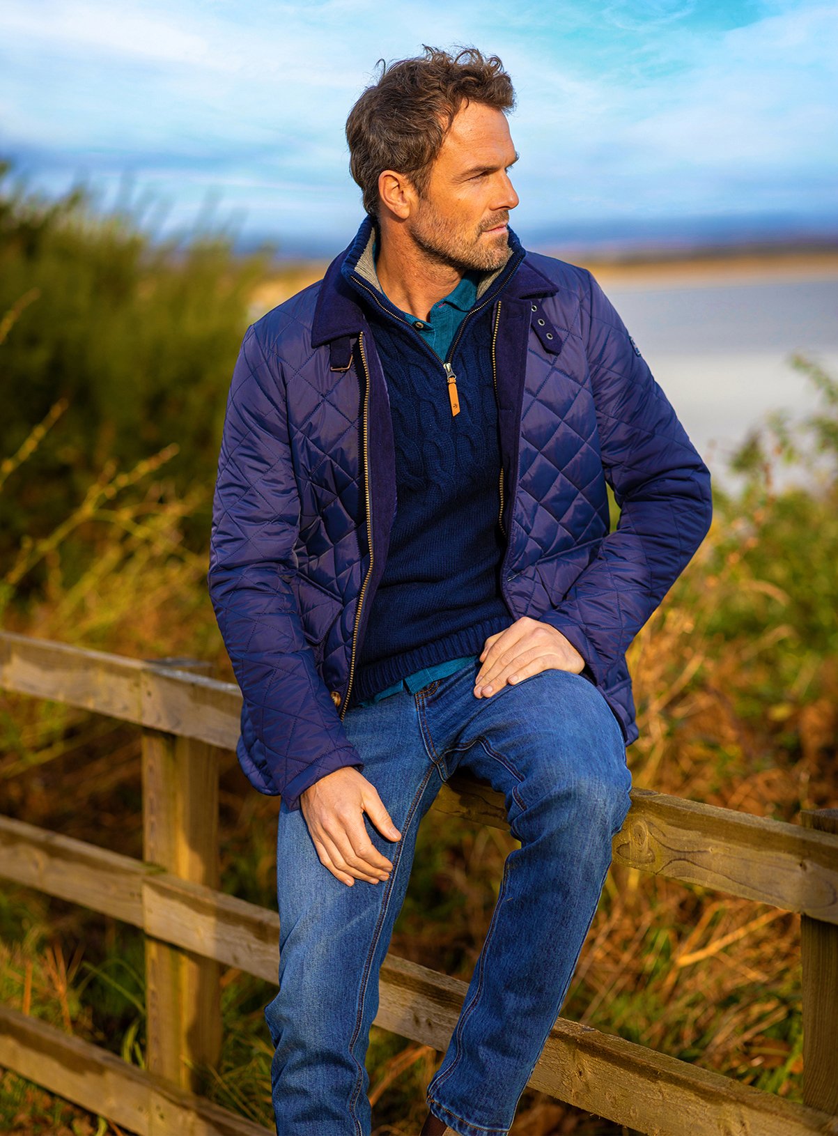 Men's Navy BRAKEBURN Taplow Diamond Quilted Jacket