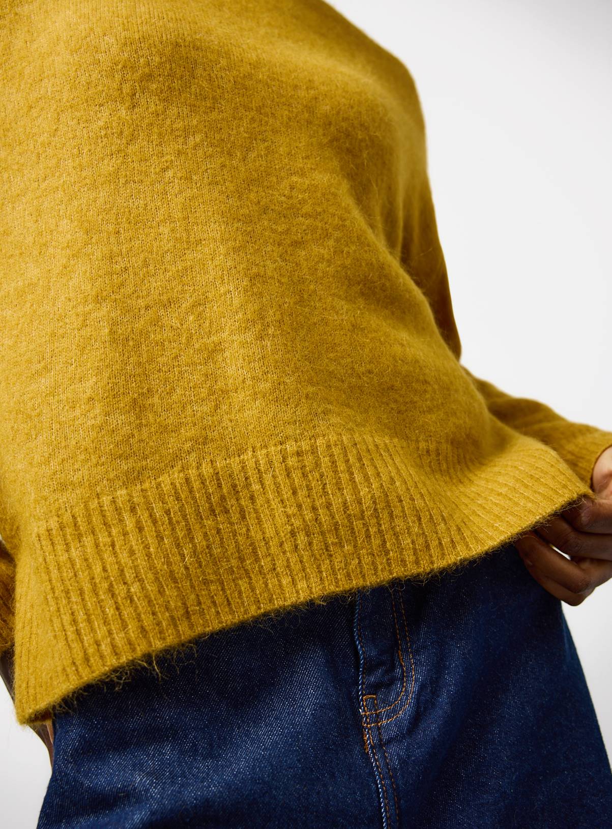 Tan Alpaca Relaxed Crew Neck Jumper M - Image 3