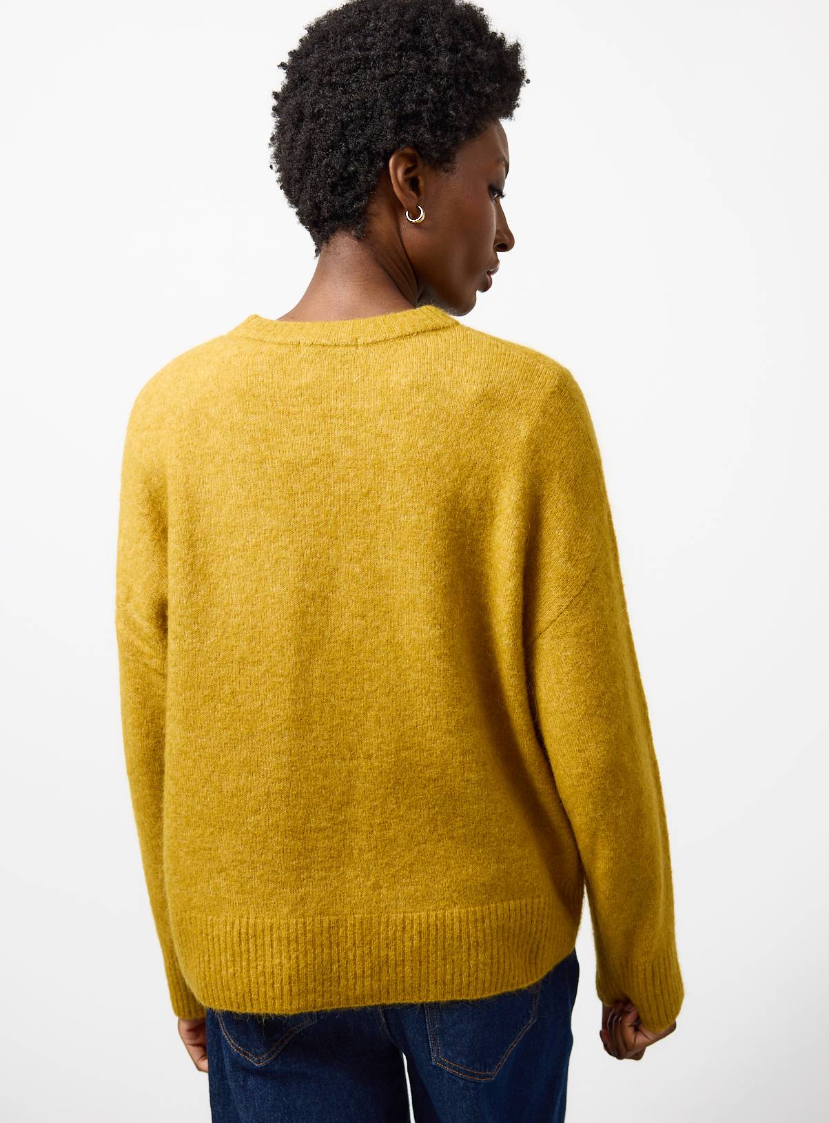 Tan Alpaca Relaxed Crew Neck Jumper M - Image 4