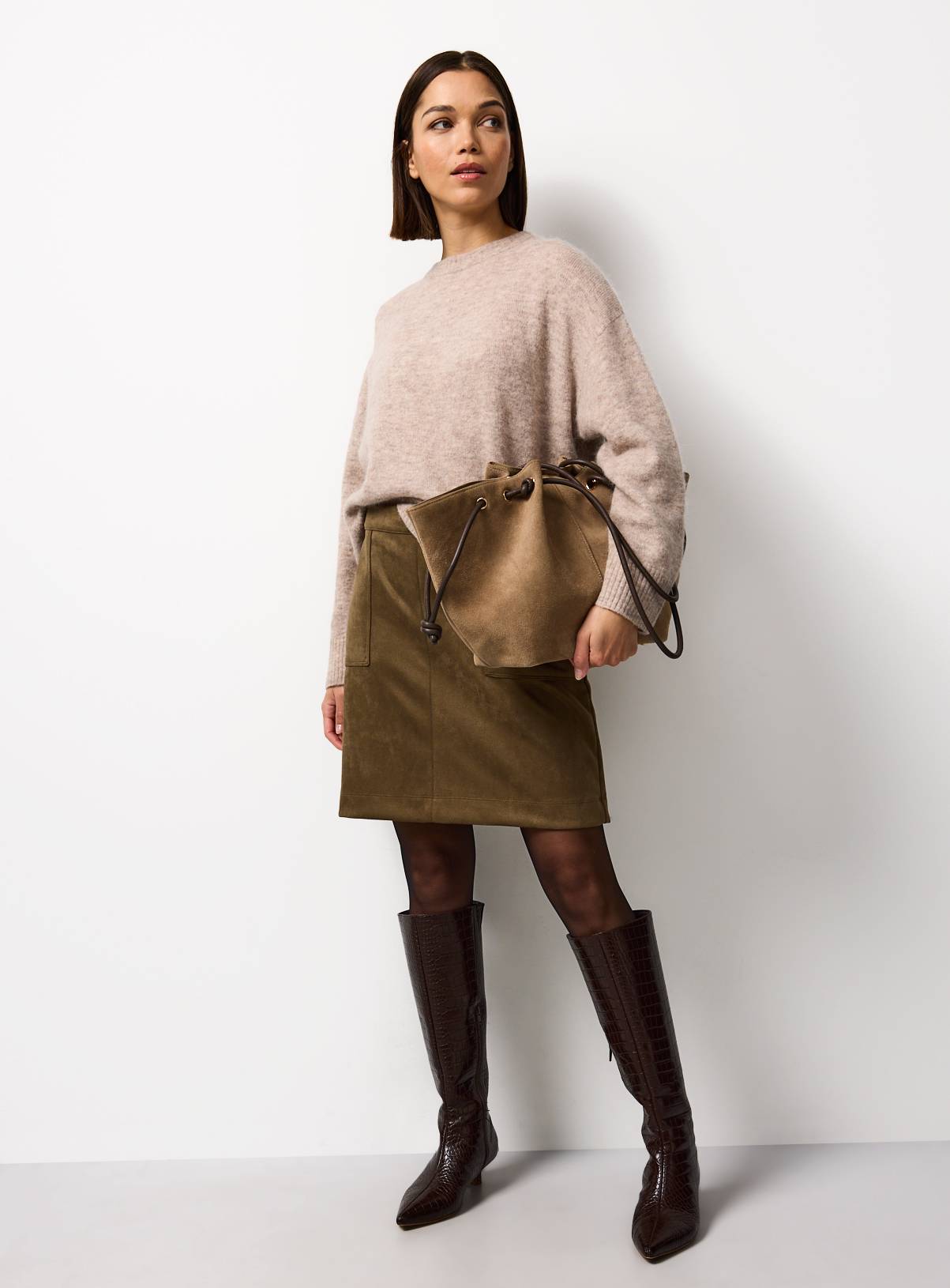 Oatmeal Alpaca Relaxed Crew Neck Jumper XL - Image 3