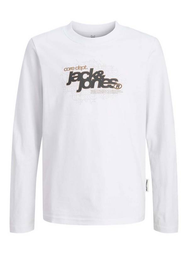 JACK & JONES JUNIOR Grid Branding T Shirt Long Sleeve Crew Neck Junior 10 years