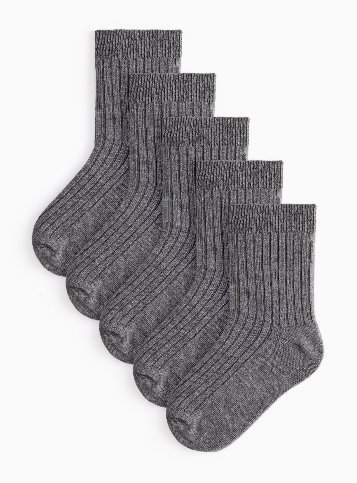 Grey Grey Ribbed Ankle Socks 5 Pack - Tu by Sainsbury's