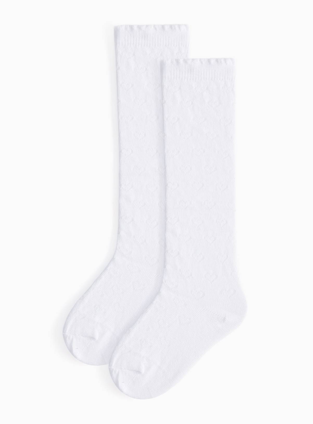 White Heart Print Knee High Socks 5 Pack 6-8.5 Infant - Image 1