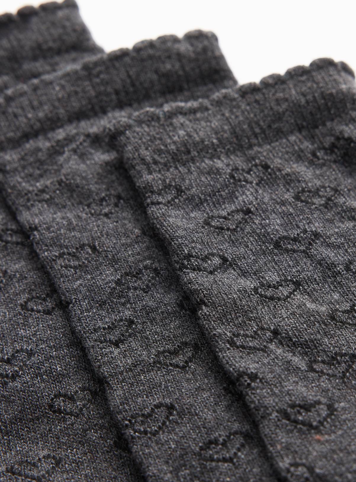 Grey Heart Print Knee High Socks 5 Pack 4-5.5 - Image 2