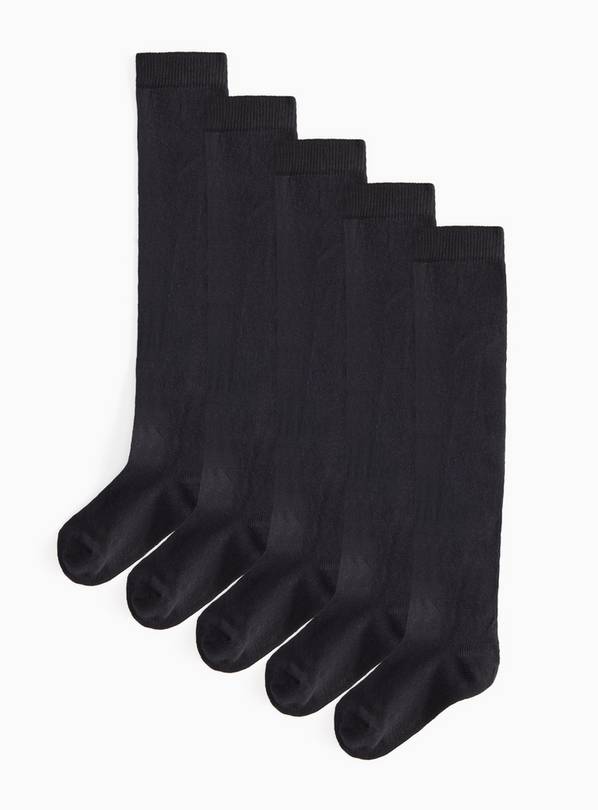 Black Over The Knee School Socks 5 Pack 12.5-3.5
