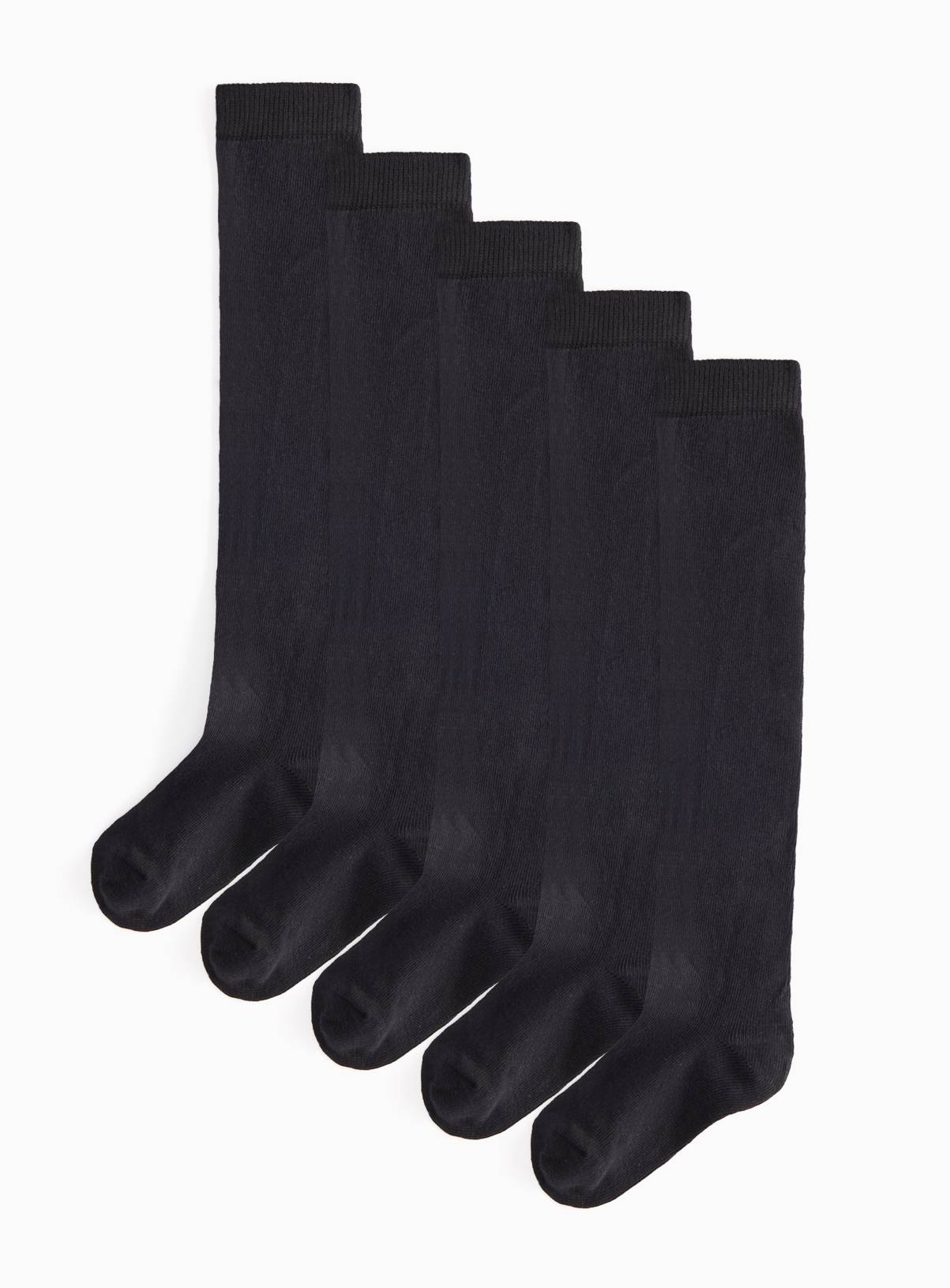 Black Over The Knee School Socks 5 Pack 12.5-3.5 - Image 1
