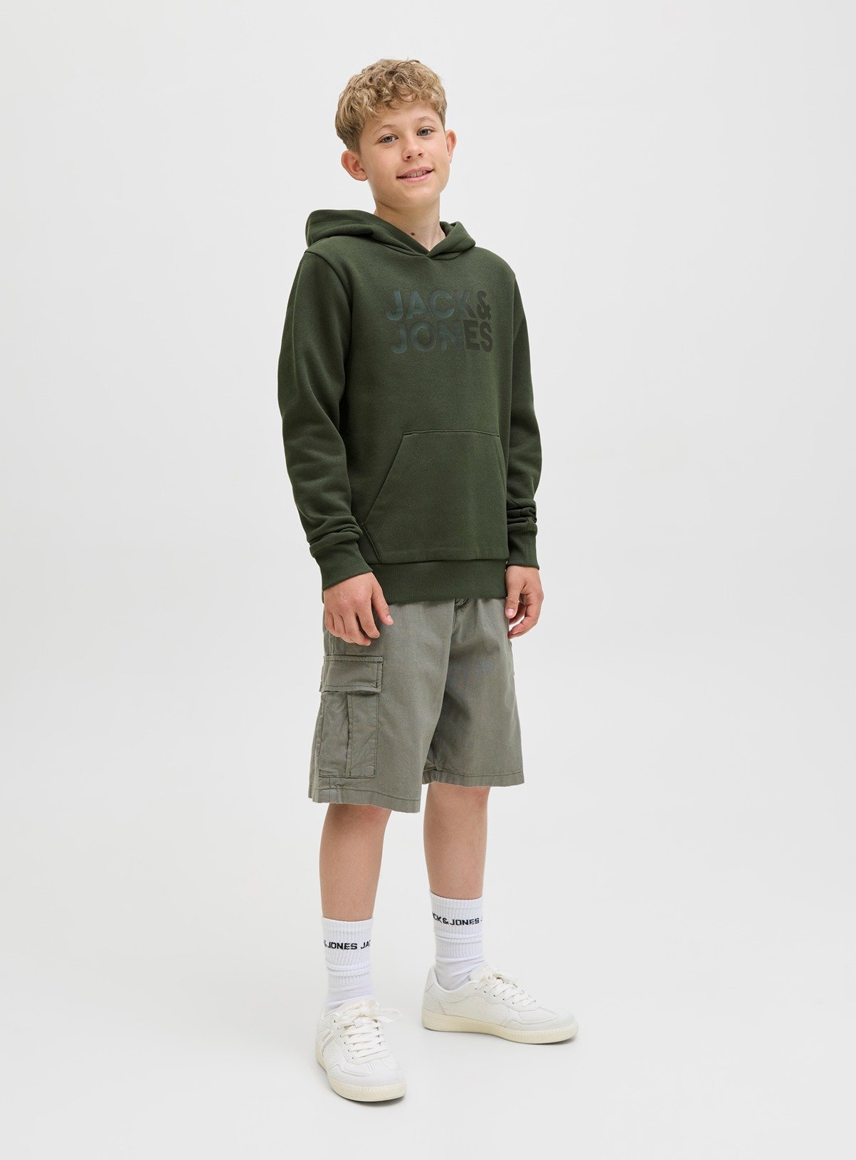 Green Green JACK & JONES JUNIOR Corp Logo Sweat Hoodie - Jack and Jones Junior by Sainsbury's