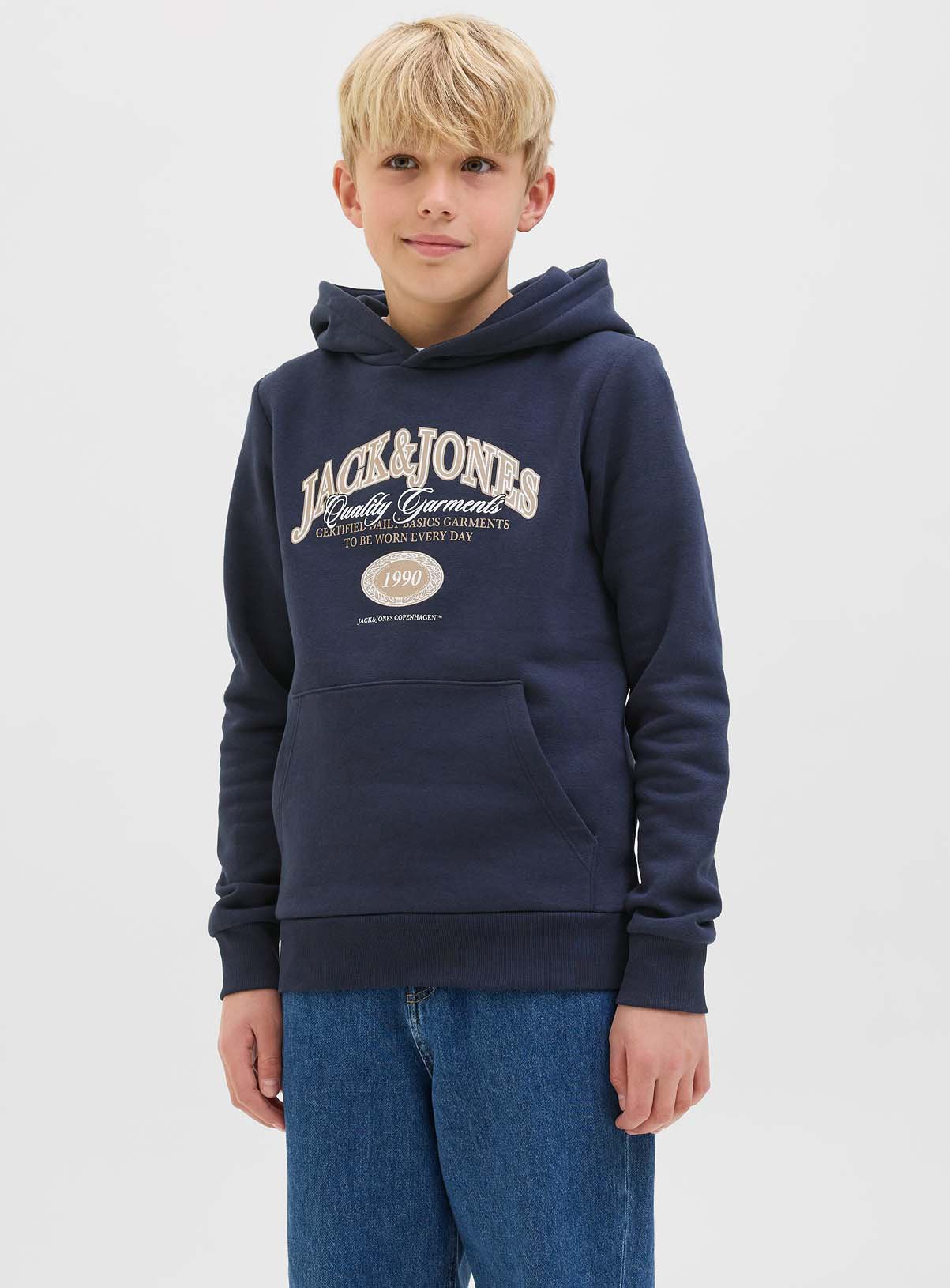 Blue Blue JACK & JONES JUNIOR Ari Branding Sweat Hood Navy - Jack and Jones Junior by Sainsbury's