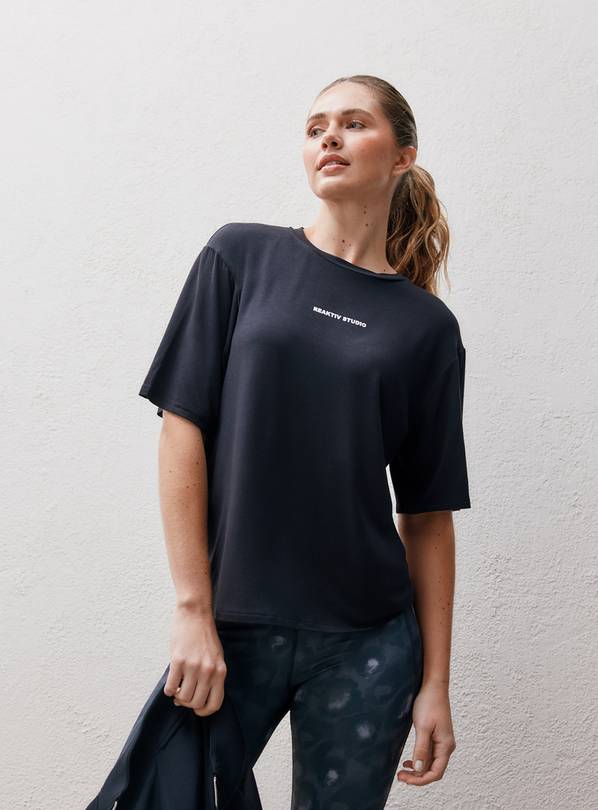 REAKTIV Black Logo Modal Oversized Tee XS