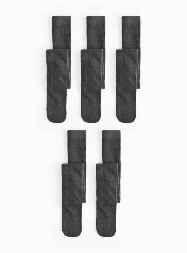 Grey Seamless Toe Tights 5 Pack 9-10 years