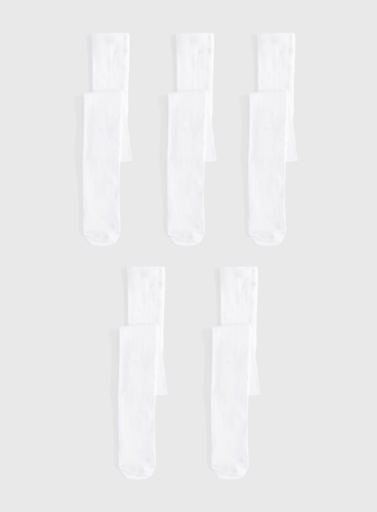 White Supersoft toe Tights 5 Pack 11-12 years - Image 1