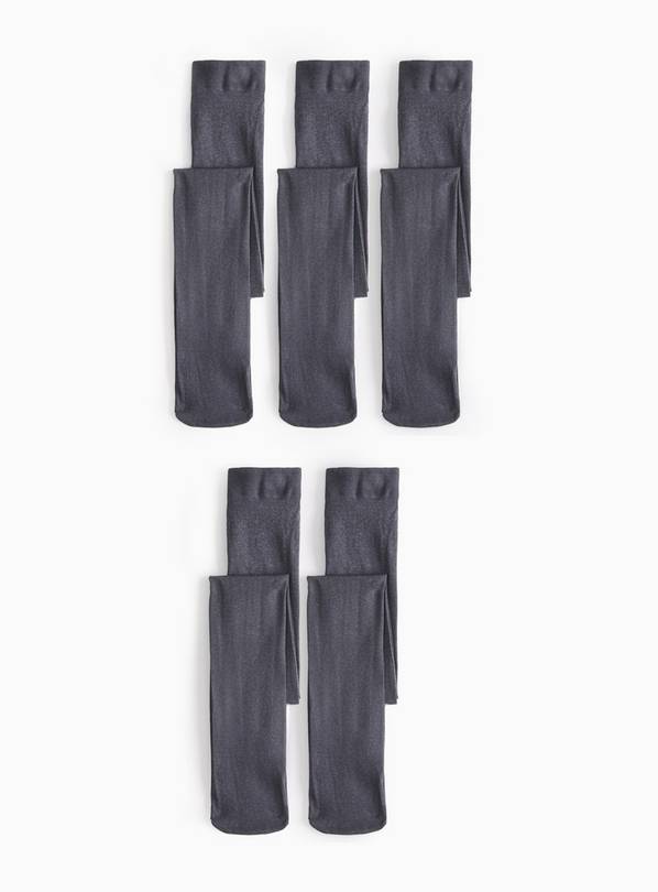 Grey Opaque Tights 5 Pack 9-10 years