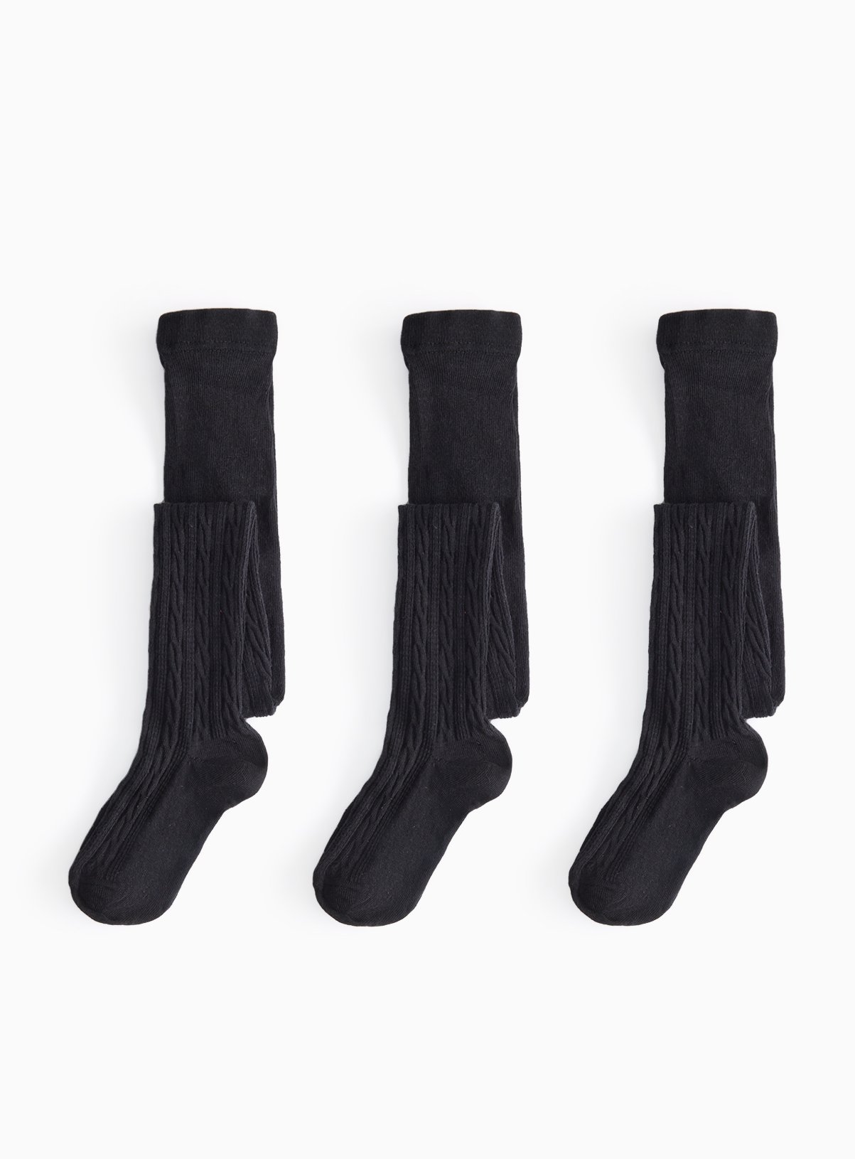 Black Cable Knit Tights 3 Pack 2-3 years - Image 1 thumbnail