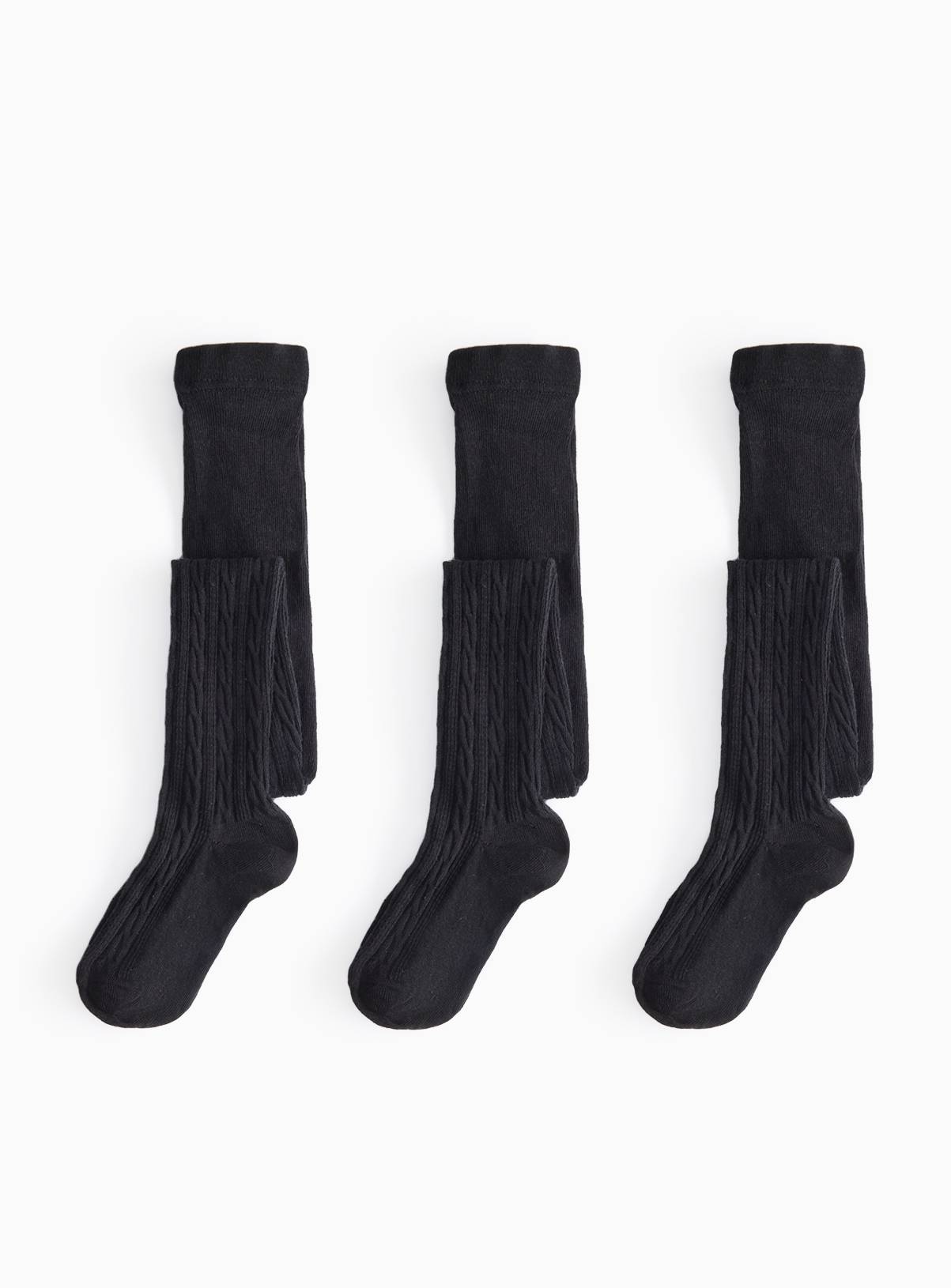 Black Cable Knit Tights 3 Pack 2-3 years - Image 1