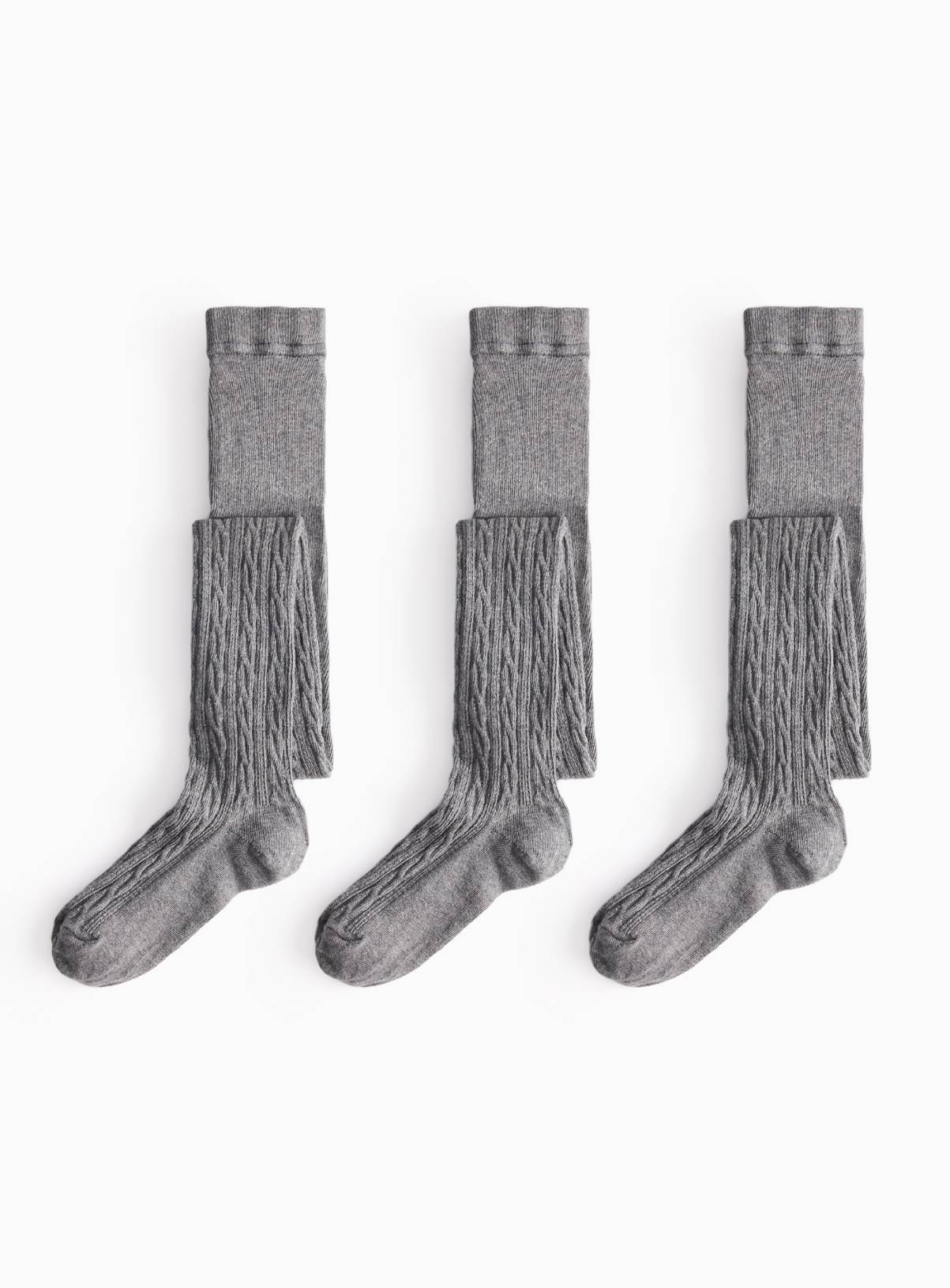 Grey Super-Soft Cable Knit Tights 3 Pack 4-5 years - Image 1