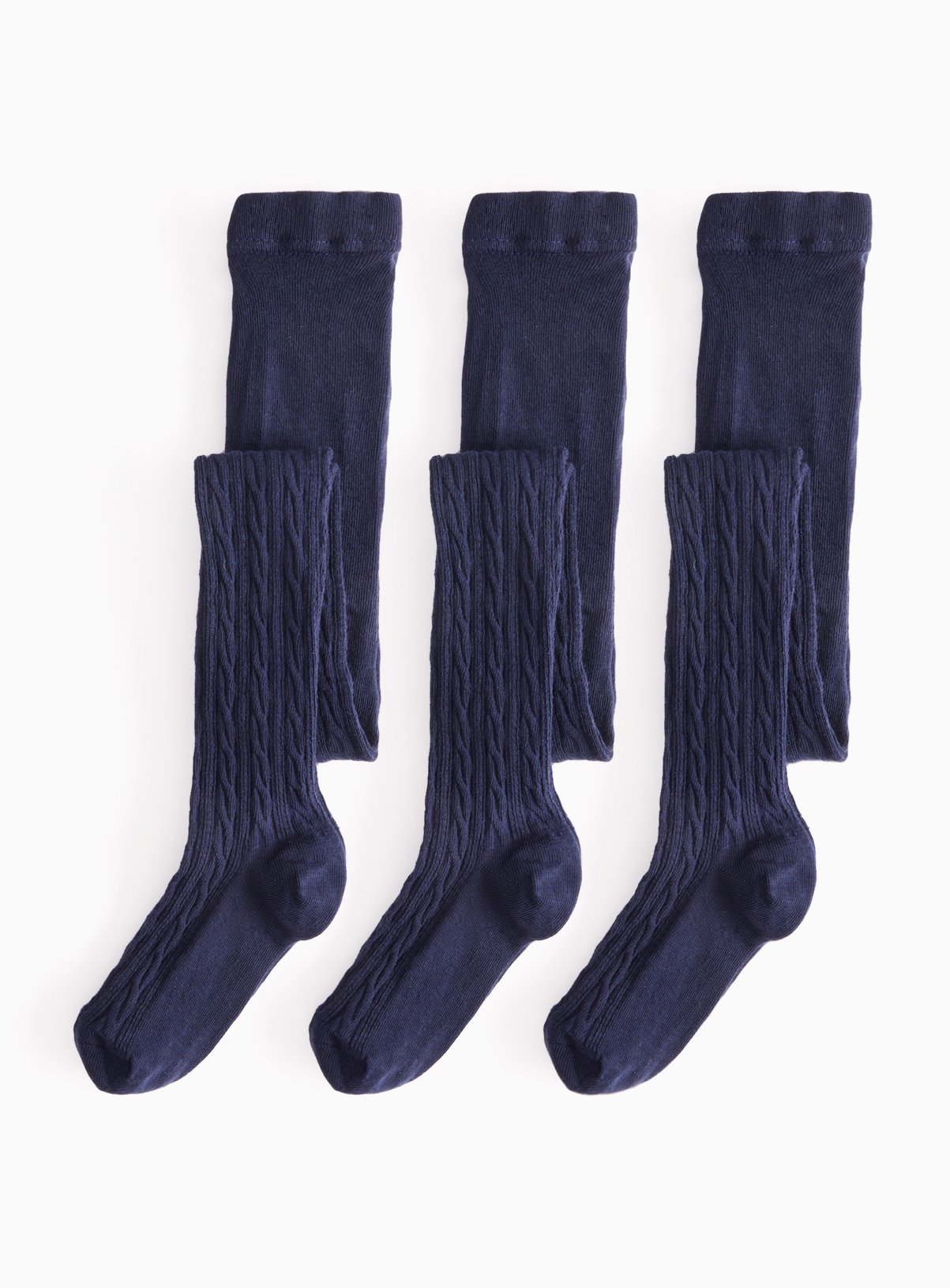 Navy Supersoft Cable Tights 3-Pack 9-10 years - Image 1 thumbnail