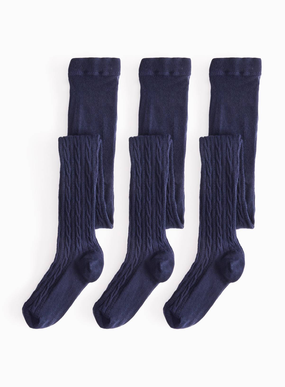 Navy Supersoft Cable Tights 3-Pack 9-10 years - Image 1