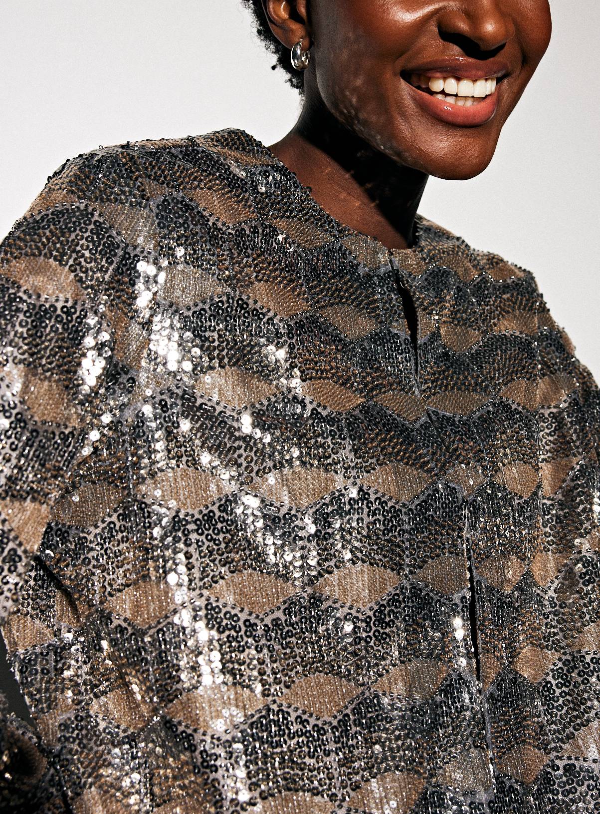Silver Sequin Embellished Geo Co-ord Jacket 16 - Image 3