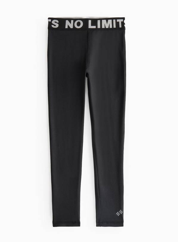 Black Waistband Slogan Sports Leggings  10 years