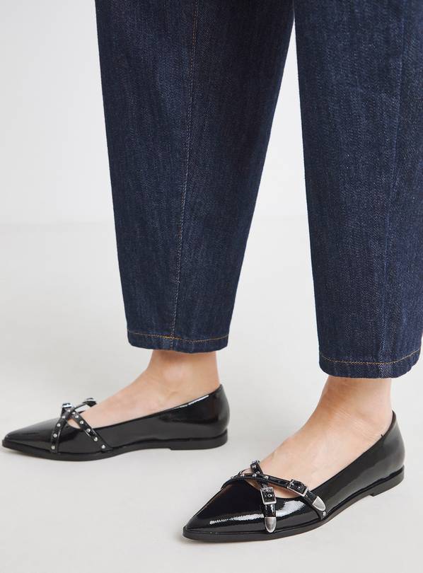 SIMPLY BE Pointed Toe Ballerina With Buckle Detail Extra Wide Fit 4