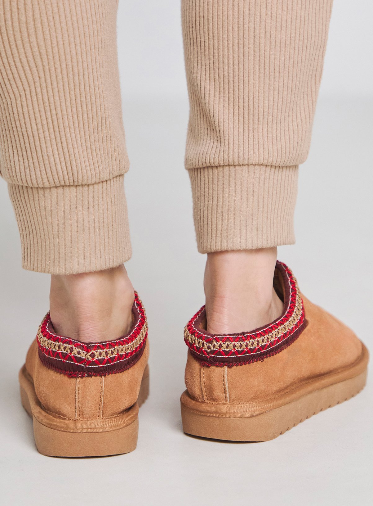 SIMPLY BE Suede Embroidery Full Mule Slipper Wide Fit 9 - Image 2 thumbnail