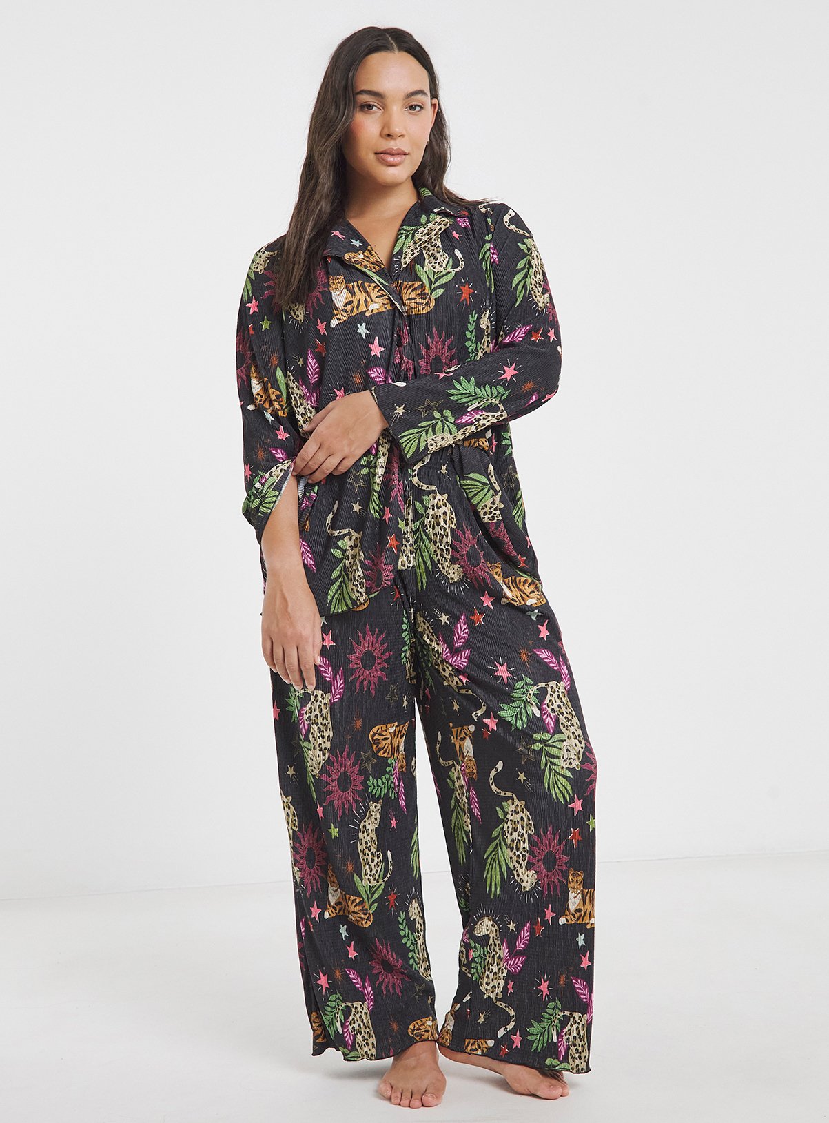 SIMPLY BE Button Through Plisse Lounge Set