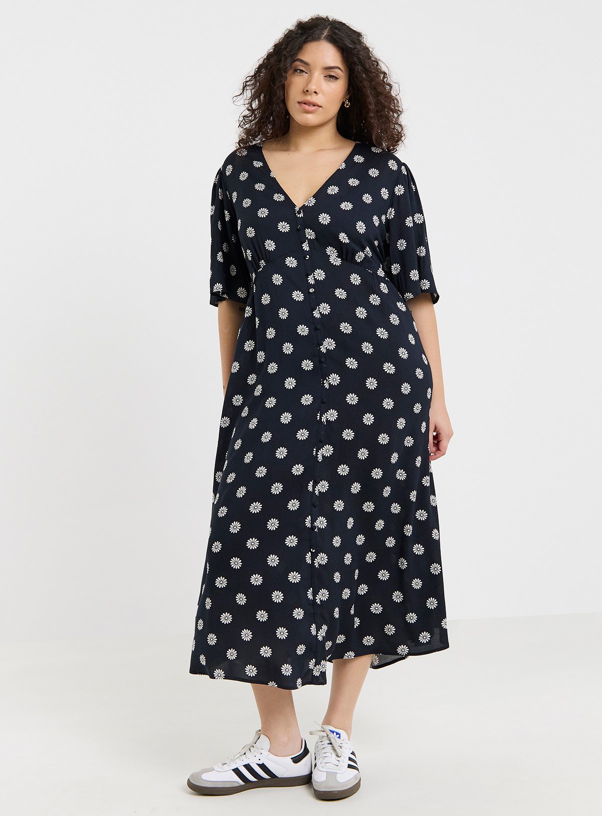 SIMPLY BE Viscose Button Up Midi Dress