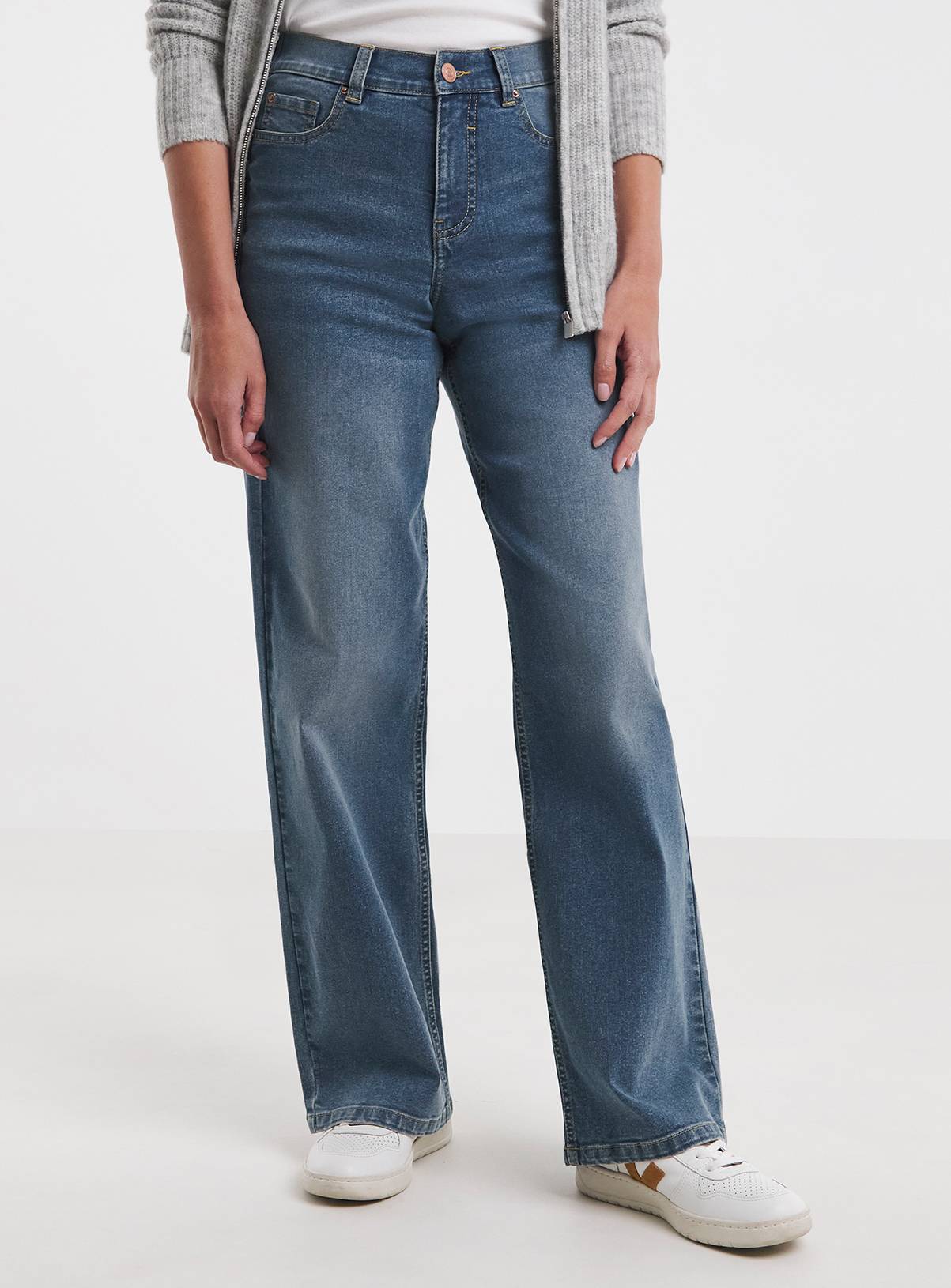 JD WILLIAMS 24/7 Wide Leg Jean Mid Wash 30R - Image 1
