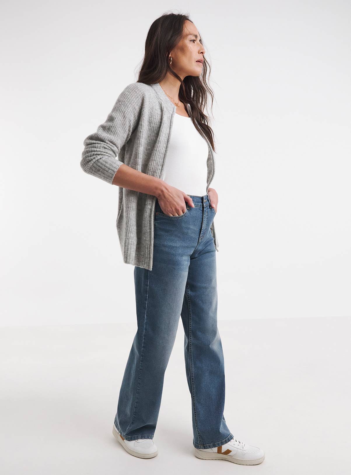 JD WILLIAMS 24/7 Wide Leg Jean Mid Wash 30R - Image 3