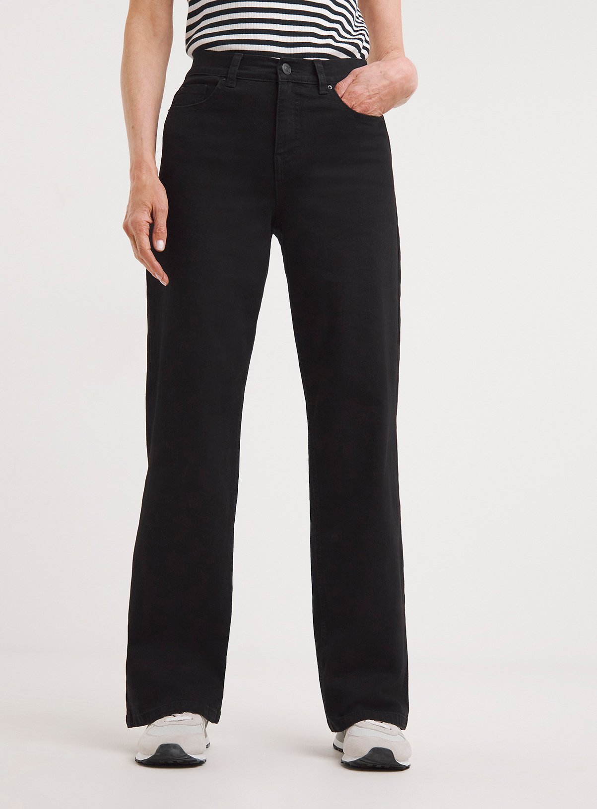 JD WILLIAMS 24/7 Wide Leg Jean Washed Black 28S - Image 1 thumbnail