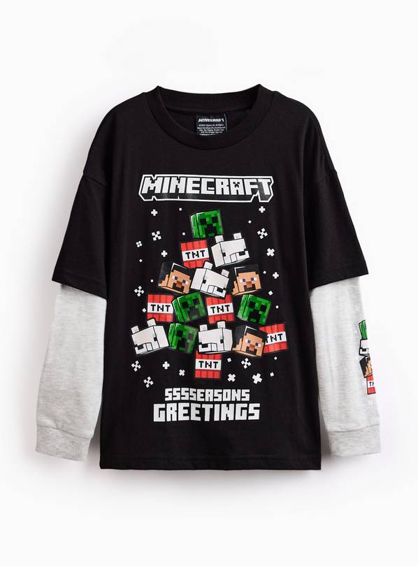 Minecraft Mock Sleeve Character Print Tee 9 years