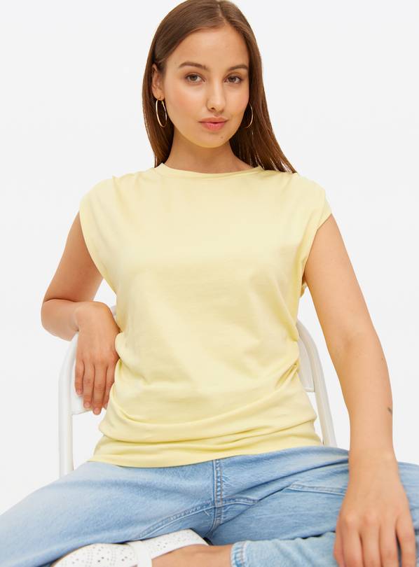 Yellow Ruched Side Sleeveless Vest 18