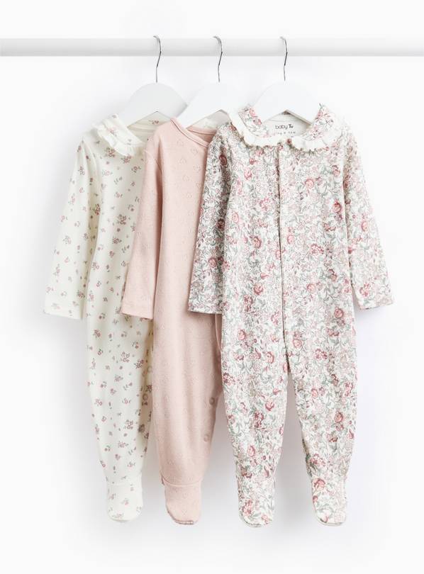 Floral Print Sleepsuits 3 Pack 3-6 months