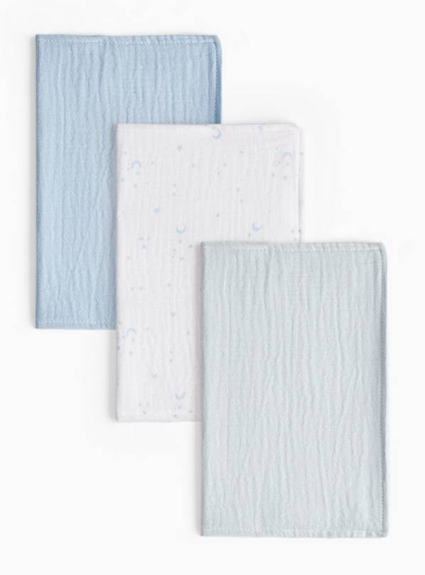 Blue Stars & Moons Dribble Cloths 3 Pack One Size