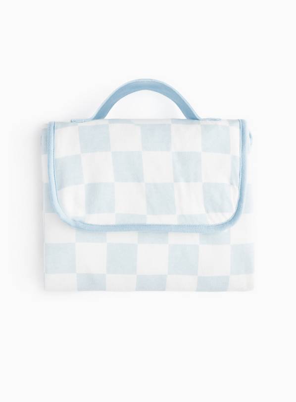 Blue Checkerboard Printed Travel Changing Mat One Size