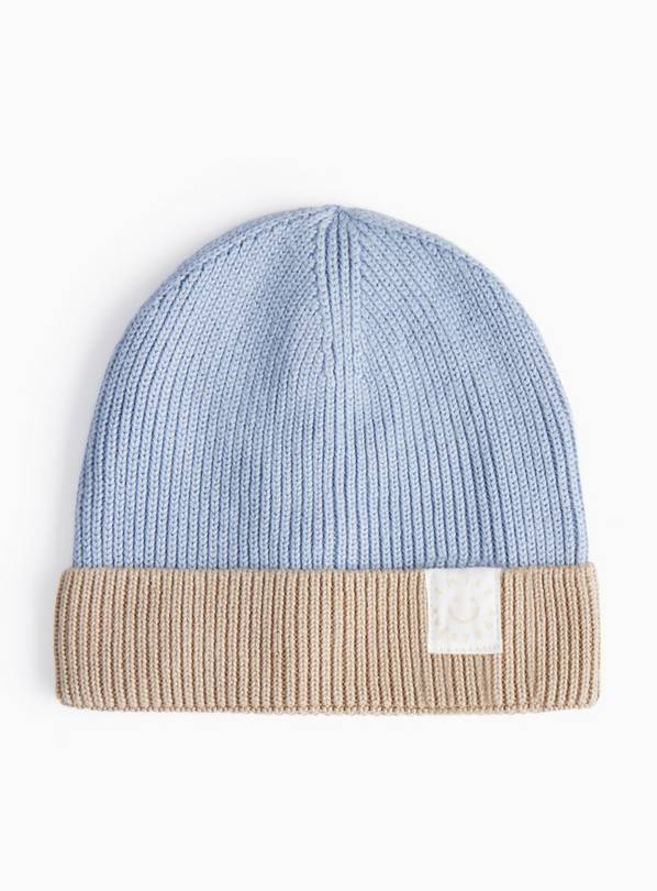 Blue & Cream Colour Block Knitted Hat 6-12 months