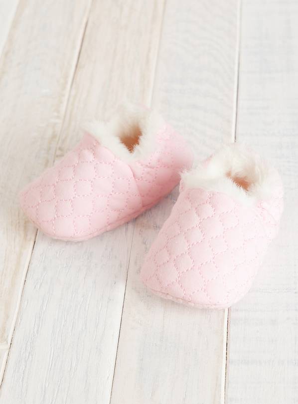 Pink Quilted Slippers Up to 3 mths
