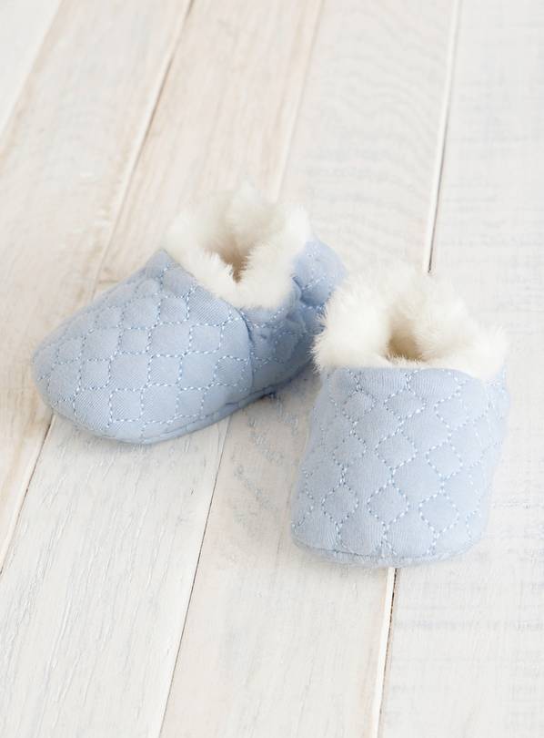 Blue Quilted Slippers 3-6 months