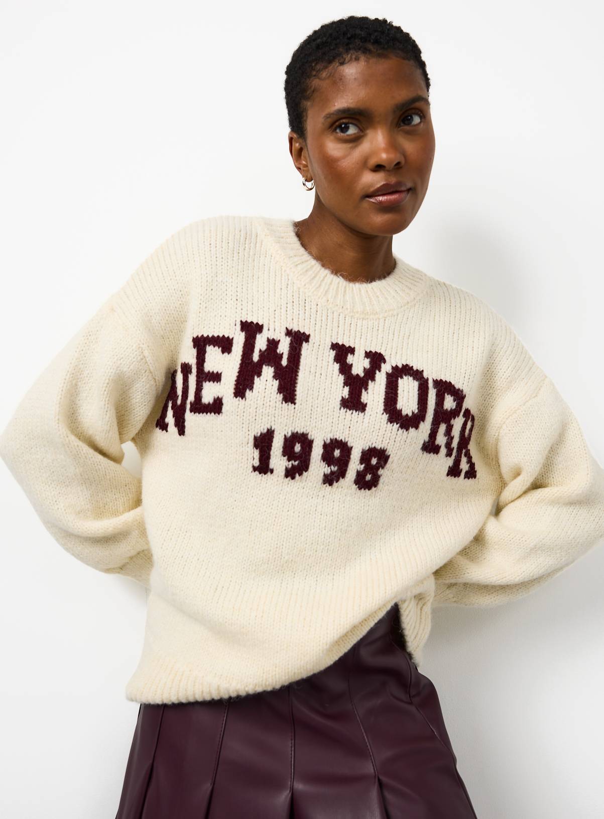 New York Slogan Knitted Crew Jumper 24 - Image 2