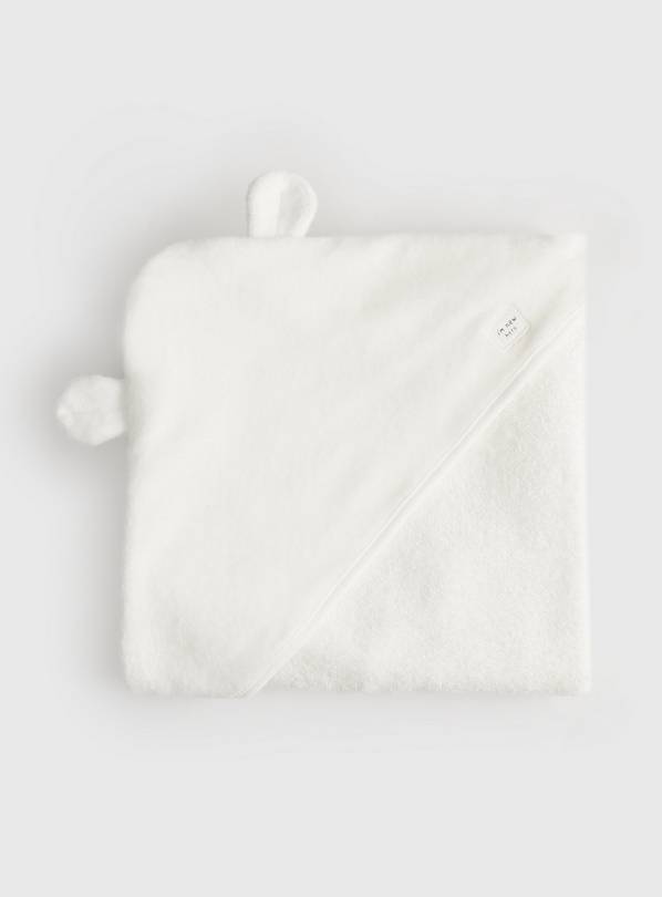White Hooded Towel & Wash Mitt Set One Size