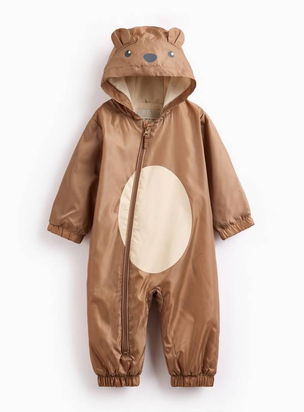 Brown Bear  Fleece Lined Puddlesuit 6-9 months