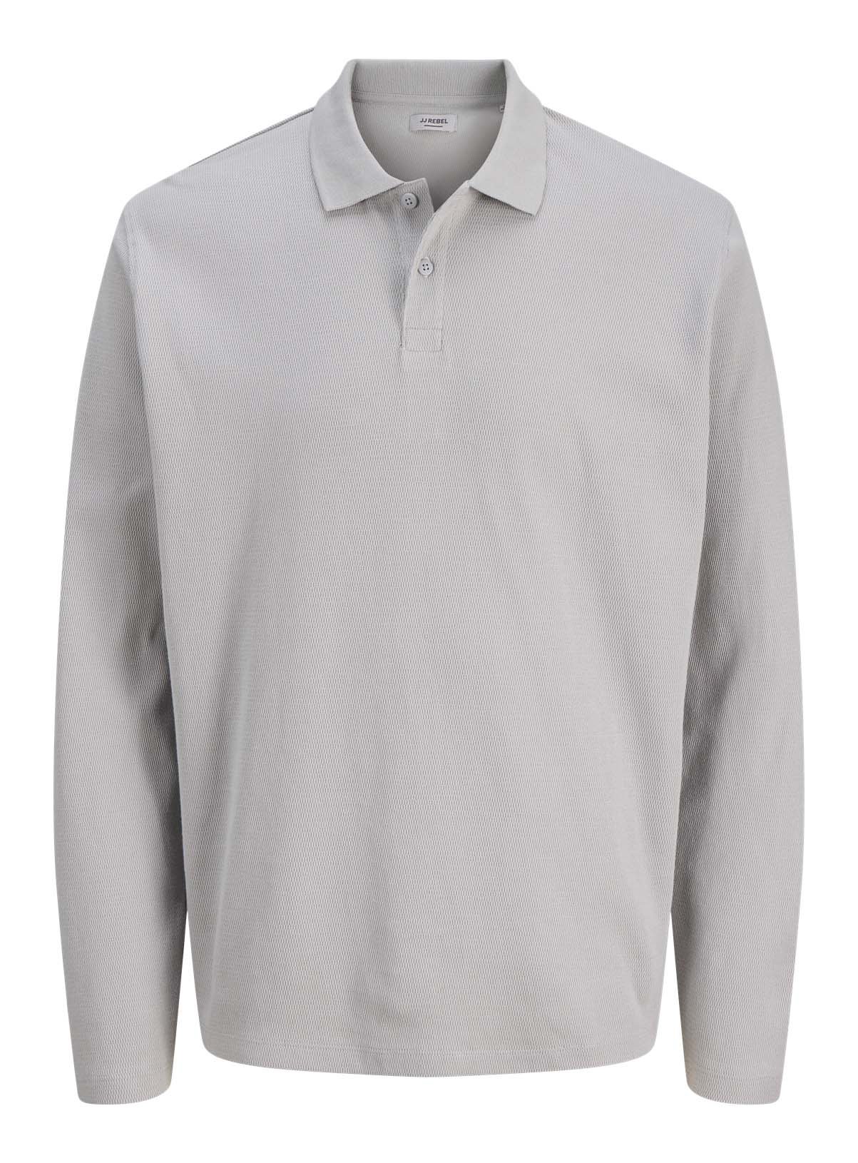 Men's Grey JJ REBEL Grid Polo Long Sleeved
