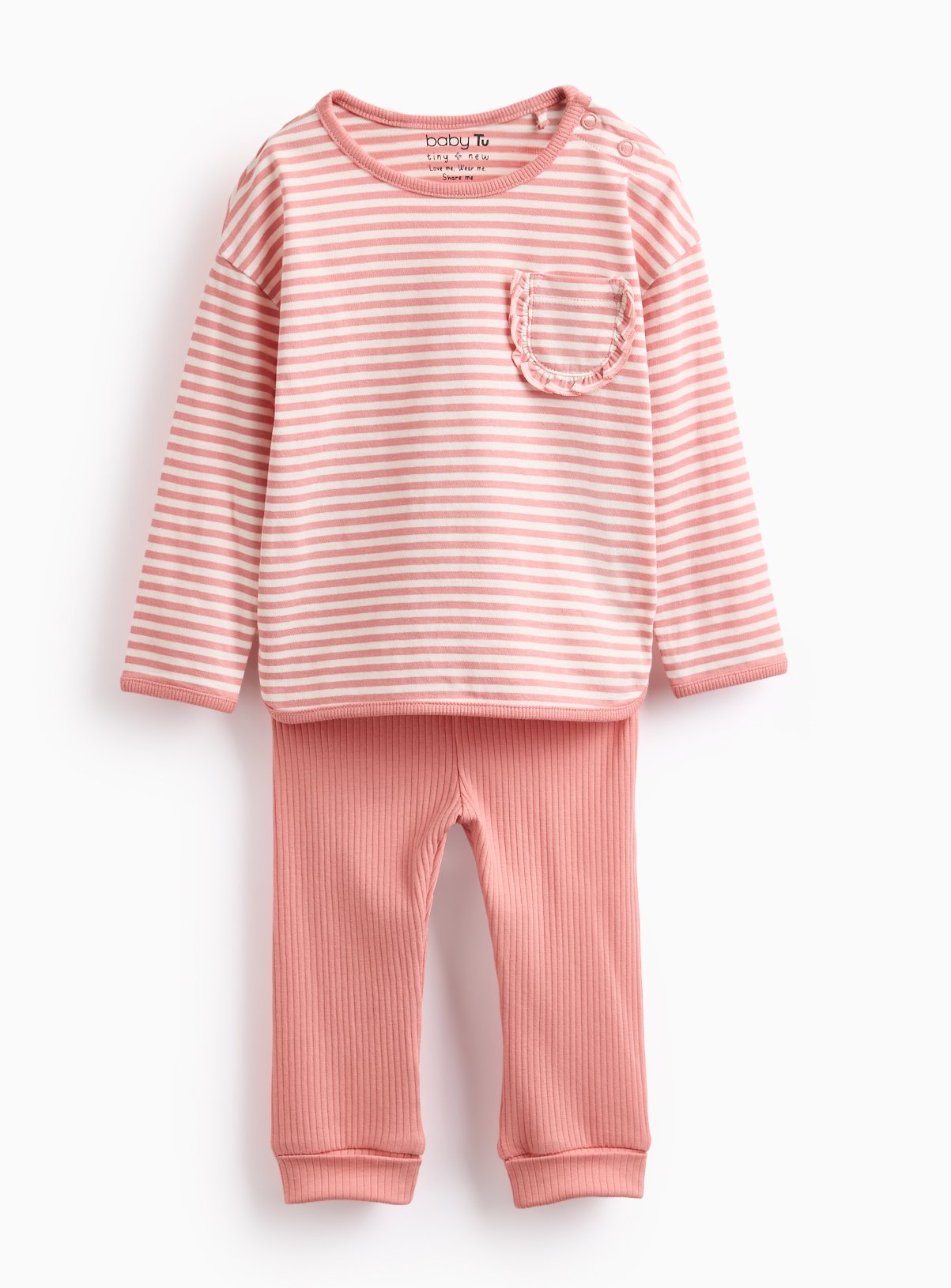 Pink Pink Stripe Long Sleeve Top & Leggings Set - Tu by Sainsbury's