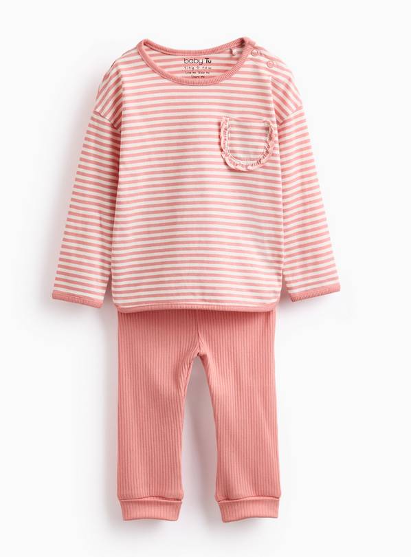 Pink Stripe Long Sleeve Top & Leggings Set  12-18 months