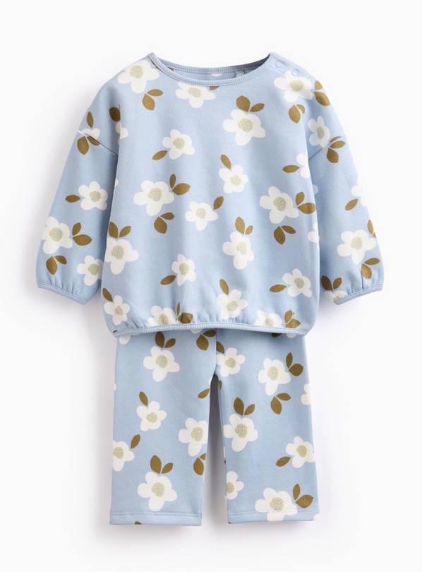 Blue Floral Print Knitted Jumper & Leggings Set 6-9 months