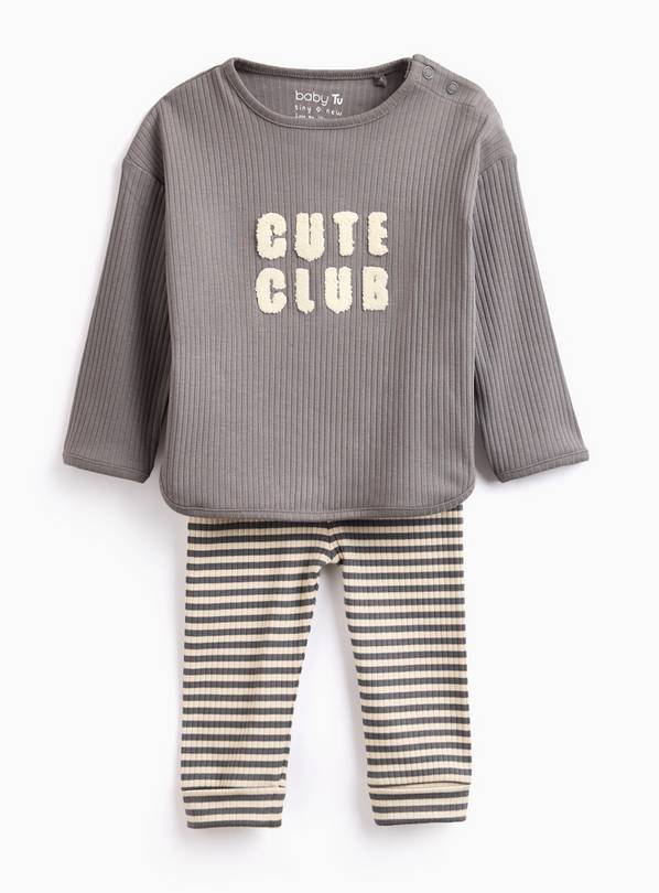 Grey Cute Club Top & Bottoms Set 3-6 months