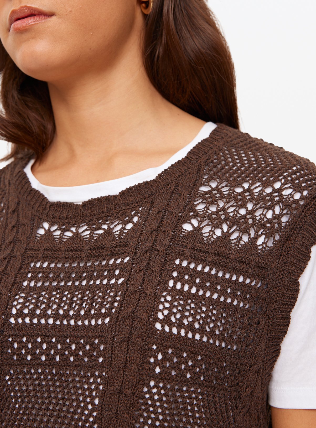 Brown Pointelle Stitch Tank  8 - Image 3 thumbnail