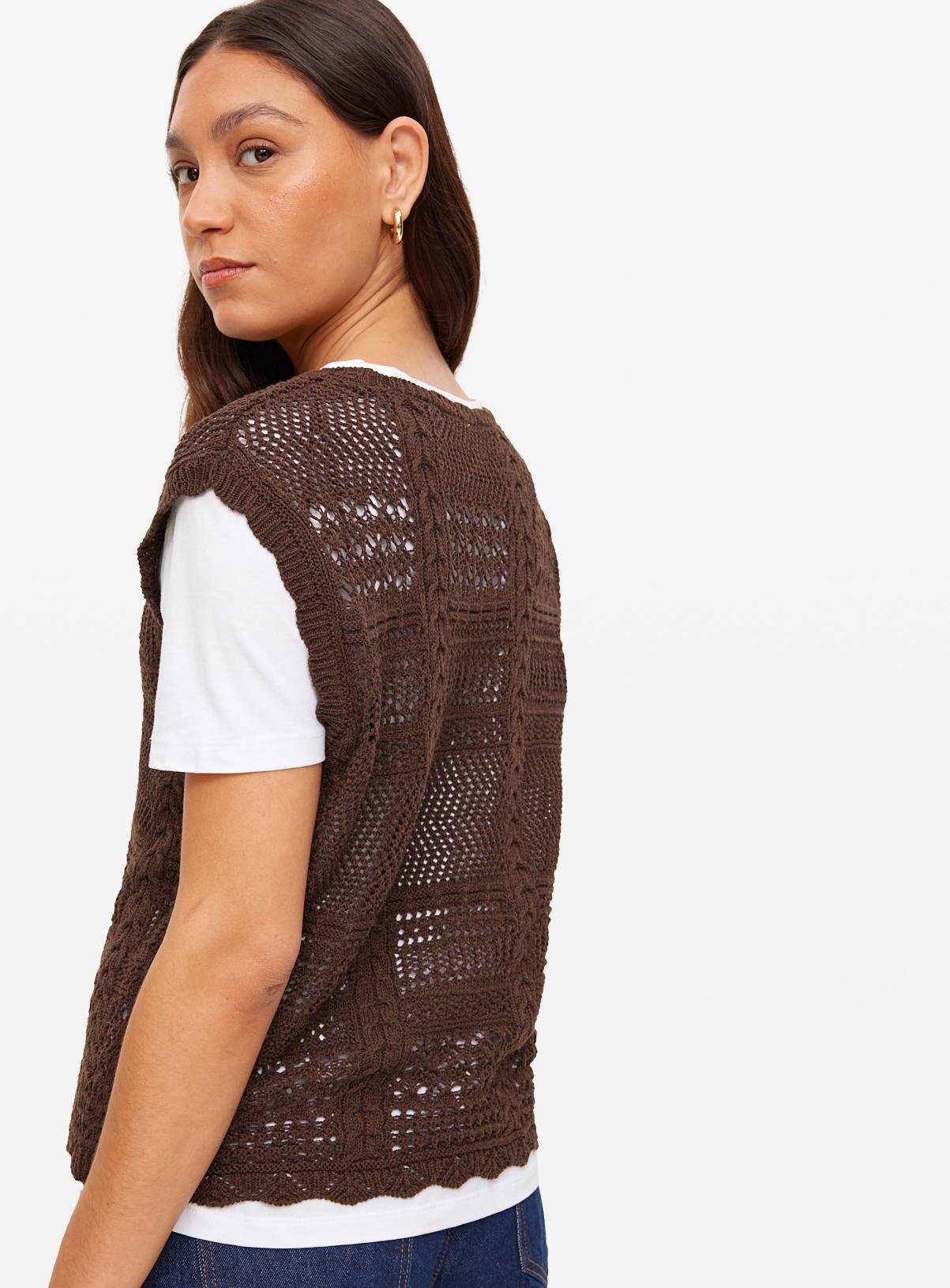 Brown Pointelle Stitch Tank  8 - Image 4