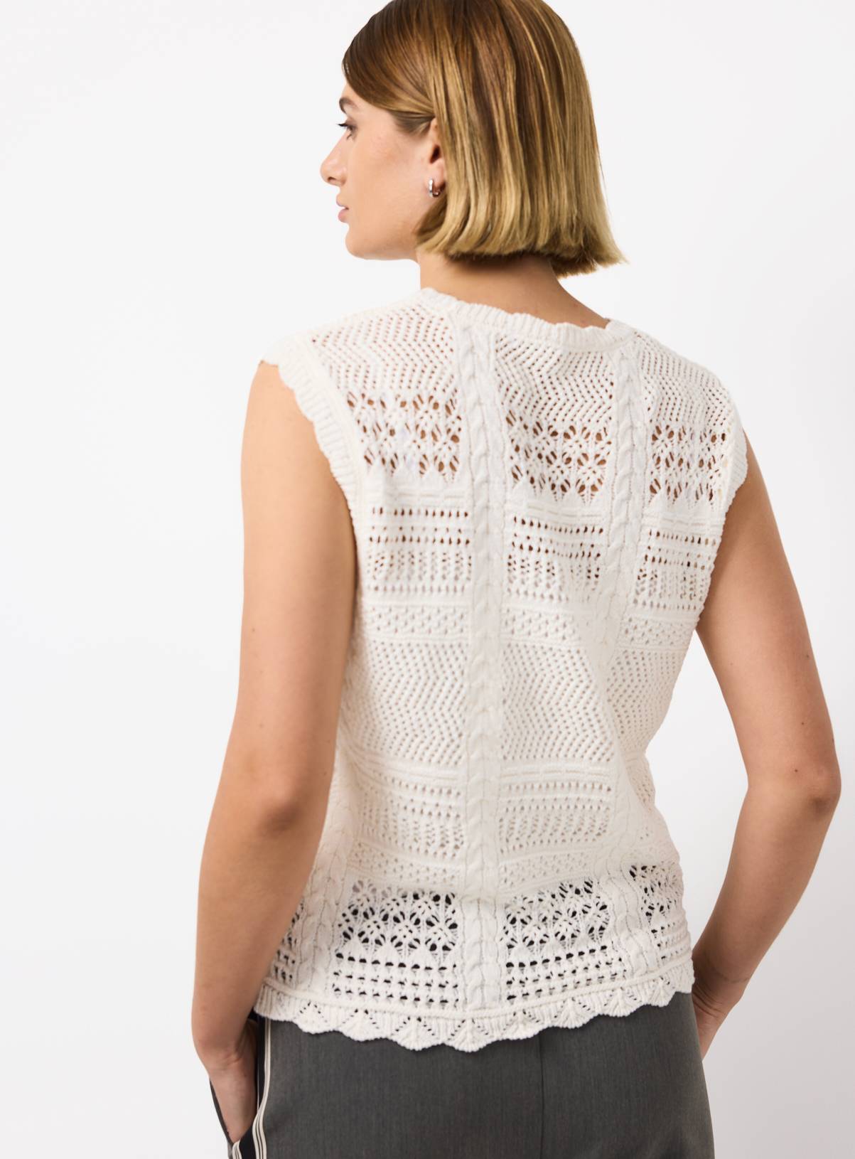 Cream Pointelle Stitch Tank 12 - Image 4